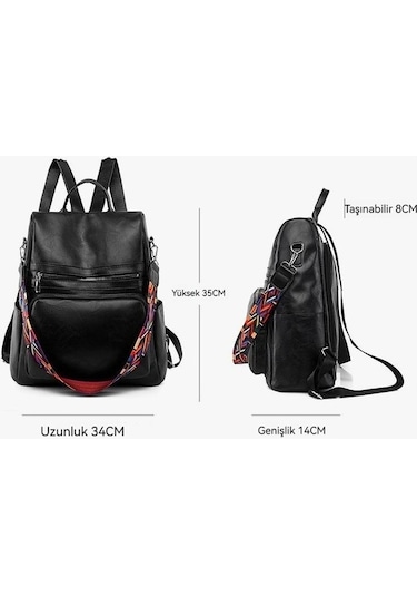 Kadın Sırt Çantası Kore Tarzı Hırsızlığa Karşı Moda Büyük Kapasiteli Eğlence Seyahat Öğrenci-siyah Siyah