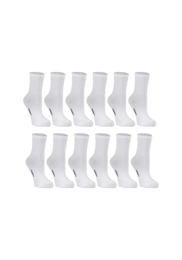 Kadın 12'li Beyaz Renkli Çizgisiz Kısa Konç Tenis Çorabı