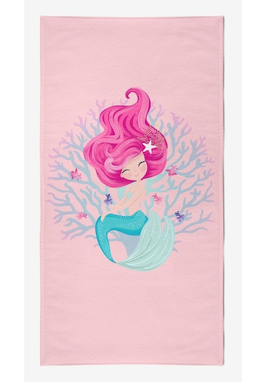VevienHome Sevimli Deniz Kızı Dijital Baskılı 75 x 145 CM Çocuk Plaj Havlusu