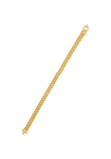 14 Ayar Altın Bileklik Üç Sıra Halat Zincir Künye 19 Cm Uzunluk Sarı Altın