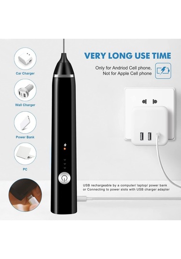 Soulader Şarj Edilebilir Elektrikli Süt Köpürtücü Makinesi 3 Hız Ayarı İle Sıcak Soğut Köpük Yapıcı Siyah