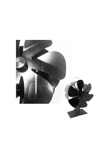 Kanatlı Isı Güçlü Soba Fanı Sessiz Şömine Fanı Hızlı Isınan Hava Soba Siyah