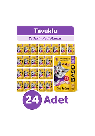 Bado Yetişkin Yaş Kedi Maması Tavuk Etli 85gr 24'lü