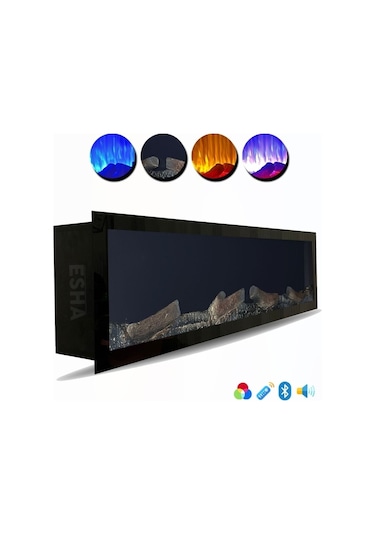 Esha Home Elektrikli Dekoratif Yapay Şömine Bluetooht Sabit Çıtırtı 100x30 X18 Cm