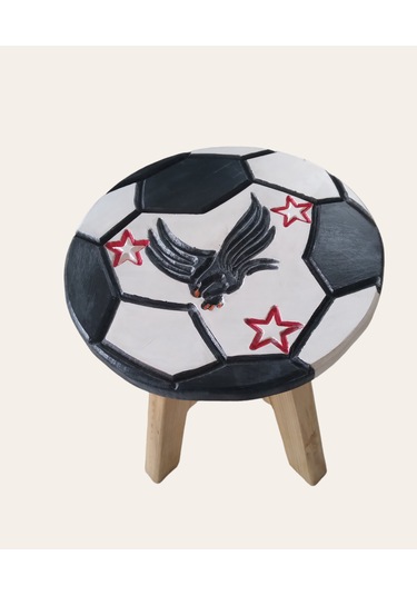 Beşiktaş Fanatik El Yapımı Ahşap Tabure