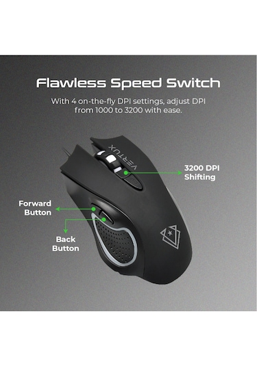 Vertux Vendetta Kablolu Gökkuşağı Aydınlatmalı İngilizce Q Oyuncu Klavye Mouse Set