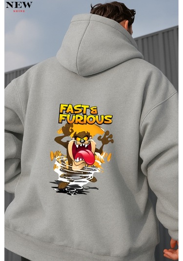 Fast Furıous Baskılı Sweatshirt Gri
