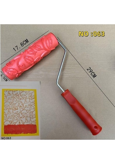 Novahub Ahşap Tahıl Boya Rulosu - Dıy Sanat Boyama Aracı - 5 Adet - Kırmızı - Duvar, Mobilya Dekorasyonu