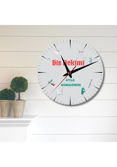 Diş Hekimine Hediye Duvar Saati Cam Duvar Saati Mm2932-16 Çok Renkli