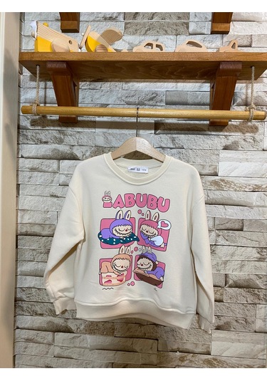 Aysbebe Labubu Baskılı Sweat Kız Çocuk Krem 2254