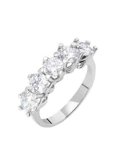 Tesbihane Starlight Diamond Pırlanta Montür 925 Ayar Gümüş Kadın Beştaş Yüzük Beyaz