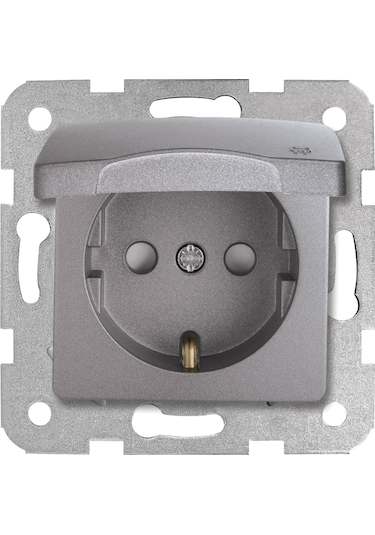 Viko Linnera Life Granit Grisi Kapaklı Topraklı Priz Çocuk Korumalı Çerçevesiz - 90442012