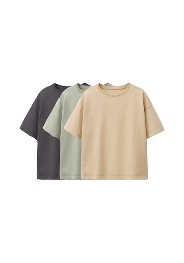 Zuzunga Unisex Basic Kısa Kollu Çocuk T-shirt Antrasit