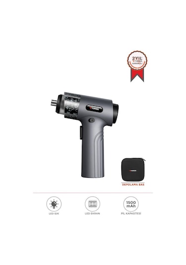 Torima Tts-01 Gri 30 Parça Sarjlı Tornavida Seti Led Işıklı, Mıknatıslı, Type-c