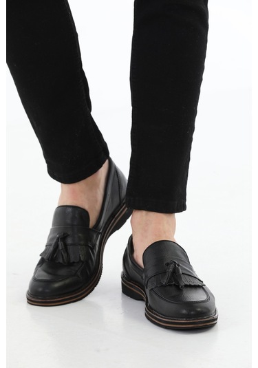 M.Karaca Hakiki Deri Ortopedik Taban Klasik Erkek Ayakkabı Siyah