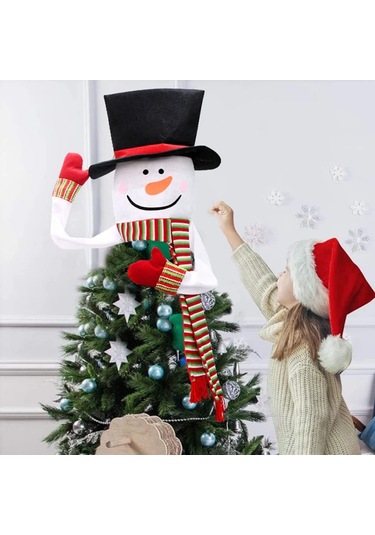 Springsun Kumaş Noel Ağacı Üstü Süsü - Santa Kralı Kar Adam Figürü, Yumuşak Dekoratif Aksesuar, Noel Ve Yeni Yıl 2025 İçin Tatil Atmosferi Oluşturucu 33/50cm