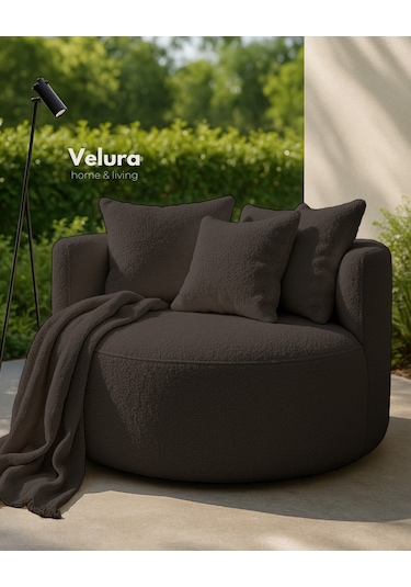 Miz Berjer & Puf & Armut & Tekli Koltuk & Dinlenme Koltuğu - Koyu Kahve Kahverengi