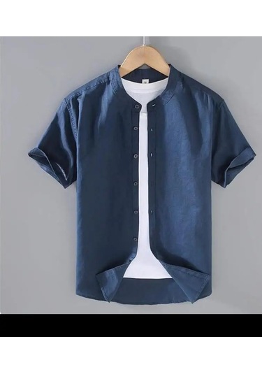 Zeeshant Pamuk Keten Erkek Kısa Kollu Gömlek Yaz Streetwear M-3xlturkuazerkek Turkuaz