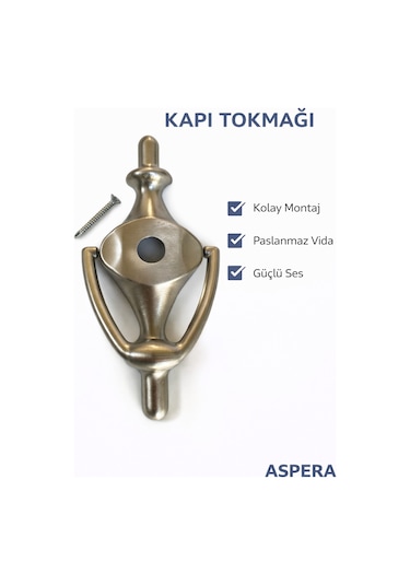 Çelik Kapı Taktak Kapı Tokmağı Dayanıklı Metal Kapı Vuracağı Modern Tasarım Kolay Montajlı Gümüş
