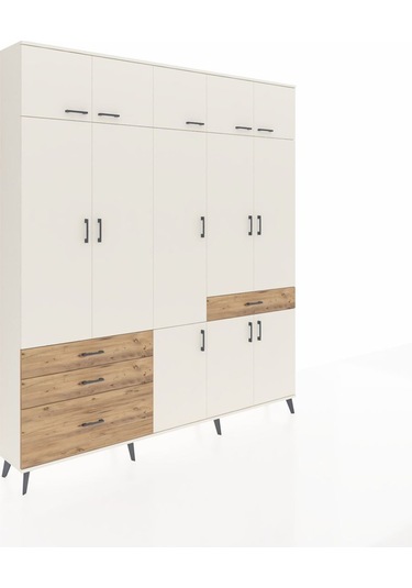 Arges Dolap 8 Raflı 4 Çekmeceli 3 Askılı 220x30x243 Aytaşı-aytaşı/çam Aytası/atlas Çam