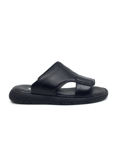 Taşpınar %100 Hakiki Deri İçi Dışı Ortopedik Erkek Yazlık Rahat Dikişsiz Terlik 40-45 Siyah