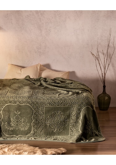 Madame Coco Rochelle Vizon Emboss Çift Kişilik Battaniye - Haki 1kbatc0436çift Kişilik-haki Vizon