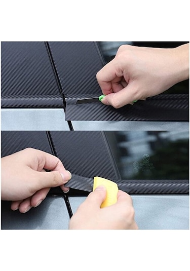 15cmx3mt Siyah Karbon Şerit Folyo Araç Kapı Direk Eşik Çıta Kap