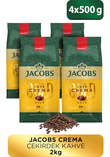 Jacobs Cafe Crema Çekirdek Kahve 4 x 500 G