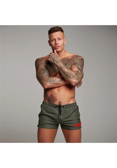 Muscleguys Erkek Spor Şortu - Nefes Alan, Hızlı Kuruyan Fitness Koşu Şortu Ordu Yeşil