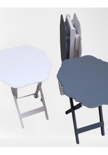 1448bng90090çanta Zigon Sehpa Yonca Dörtlü Model Ahşap Mdf Beyaz Ve Gri Renk Uyum El Yapım