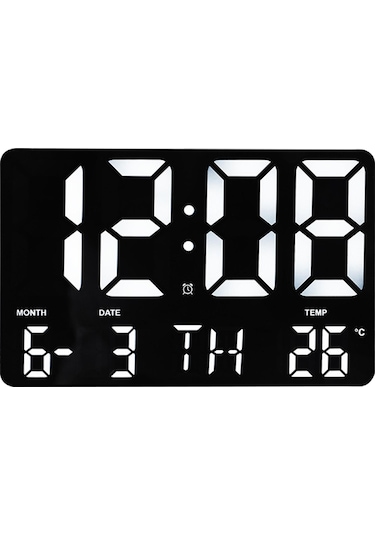 Suntek Sıcaklık Göstergeli Uzaktan Kumandalı Dijital LED Duvar Saati Siyah 10"