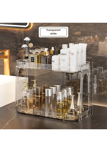 Reedark Banyo İçin Çift Katlı Pet Malzeme Kozmetik Dolabı - Geniş Kabin, Kolay Temizlenir, Mükemmel Organize 33x16x23cm, Saf Beyaz Diğer