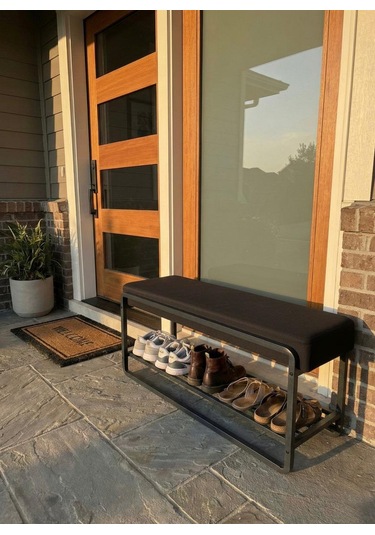 Line Modern Bench Puf 120 Cm - Antre, Giriş Holü , Ofis İçin Şık Dekoratif Bench Siyah