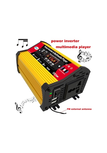 Solıke Tech 300w Modifiye Sinüs İnvertörü, Bluetooth Mp3/fm Multimedya Oynatıcı İle 12v İla 220v