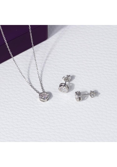 Nagiss 6,70 MM Çaplı Zirkon Taşlı 925 Ayar Gümüş İkili Kadın Seti