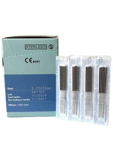 Akupunktur İğnesi Kuru İğne 0.25x25 Mm Beşli Tüpsüz 1000 Adet