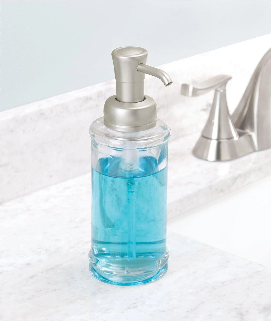 2 Adet Cam Sıvı Sabunluk Şeffaf 7x7x20cm 325ml Çok Renkli