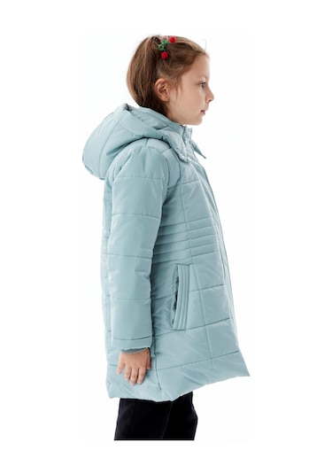Benitto Kids Kız Çocuk Kapüşonlu Kışlık Şişme Mont 51355 Yeşil