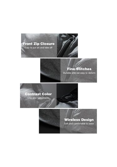 Jeemson Yoga Ve Fitness İçin Ön Fermuarlı Destekli Spor Sütyeni - Nem Emici, Esnek, 2xl Siyah SiYAH