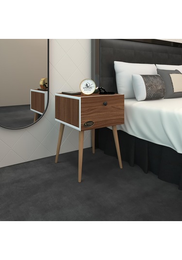 Kenzlife Komodin Tora Cvz 60 39 39 Komidin Ahşap Ayaklı Kitaplık Ayakkabılık Kapaklı Arkalıklı Beyaz