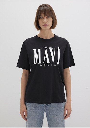 Mavi - Mavi Logo Baskılı Siyah Tişört 1611990-900 Çok Renkli