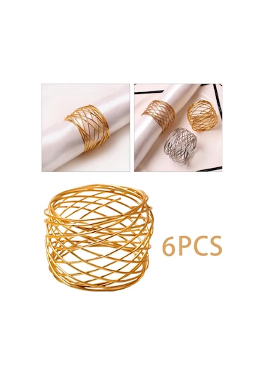 Homyl 6x El Sanatları Peçete Halkaları Parti Yemek Altın Altın