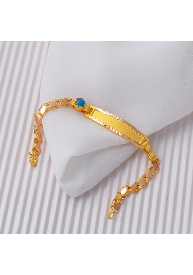 Bilezikci Hediyelik İsim Yazılabilen Çocuk Künyesi BLKNS8K22128 Sarı Altın