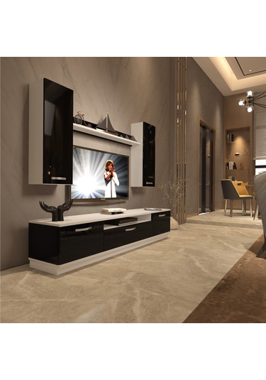 Decoraktiv Trendstyle 5d Mdf Tv Ünitesi Tv Sehpası Beyaz - Siyah