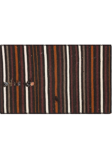 Gerçek El Dokuma Çok Renkli Çizgili Kilim Paspas