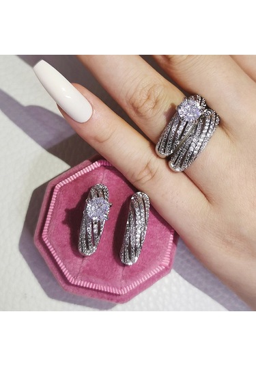 Women Vintage Diamond Wedding Ring, Size:8 Çok Renkli