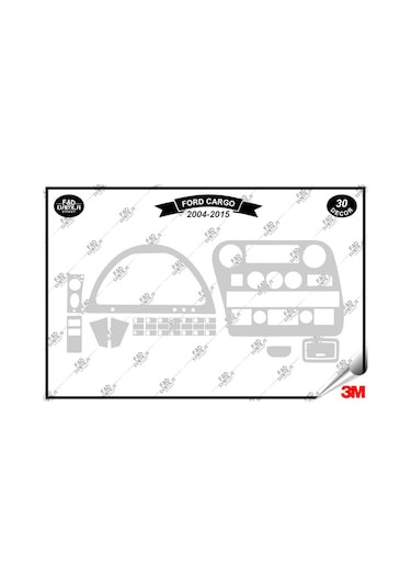Ford Cargo Dijital 2004-2015 Torpido Konsol Trim Göğüs Maun Kaplama Set 30 Parça Gümüş
