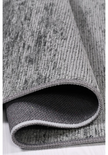 Azra Antrasit Kaymaz Taban Halı – Salon, Çocuk Odası ve Mutfak için Yıkanabilir, Yumuşak Kilim