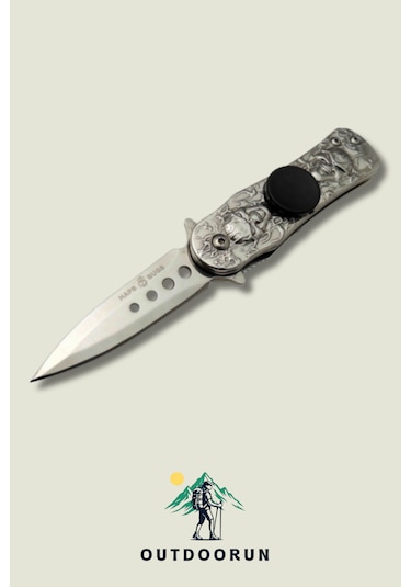 Kuru Kafa Desenli Stres Çarkı Kamp Çakı Açık Gri