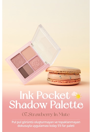 Mat, Parıltılı Tonlarda 5'li Far Paleti Perıpera Ink Pocket Shadow Palette 08 Strawberry In Mute 08 Strawberry In Mute
